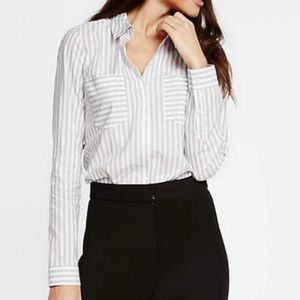 Express Grey and White Striped Tailored Portofino